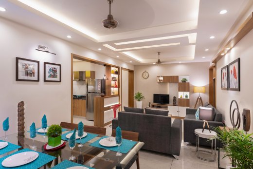Dining area with designer furniture Kerala