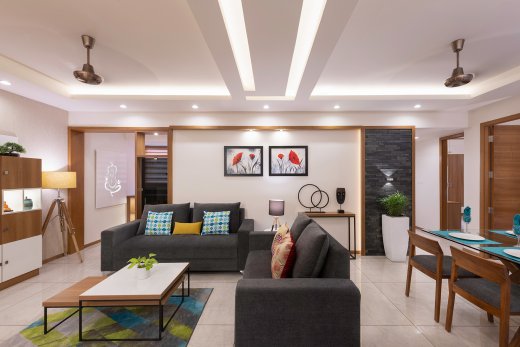 Living room with feature lighting Kerala