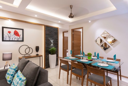 Open plan living and dining area